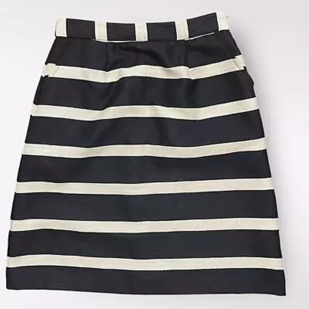 Anthropologie Striped Black and Cream Metallic Skirt